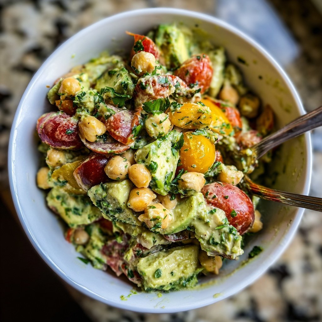 Healthy & Light Avocado Chickpea Salad
