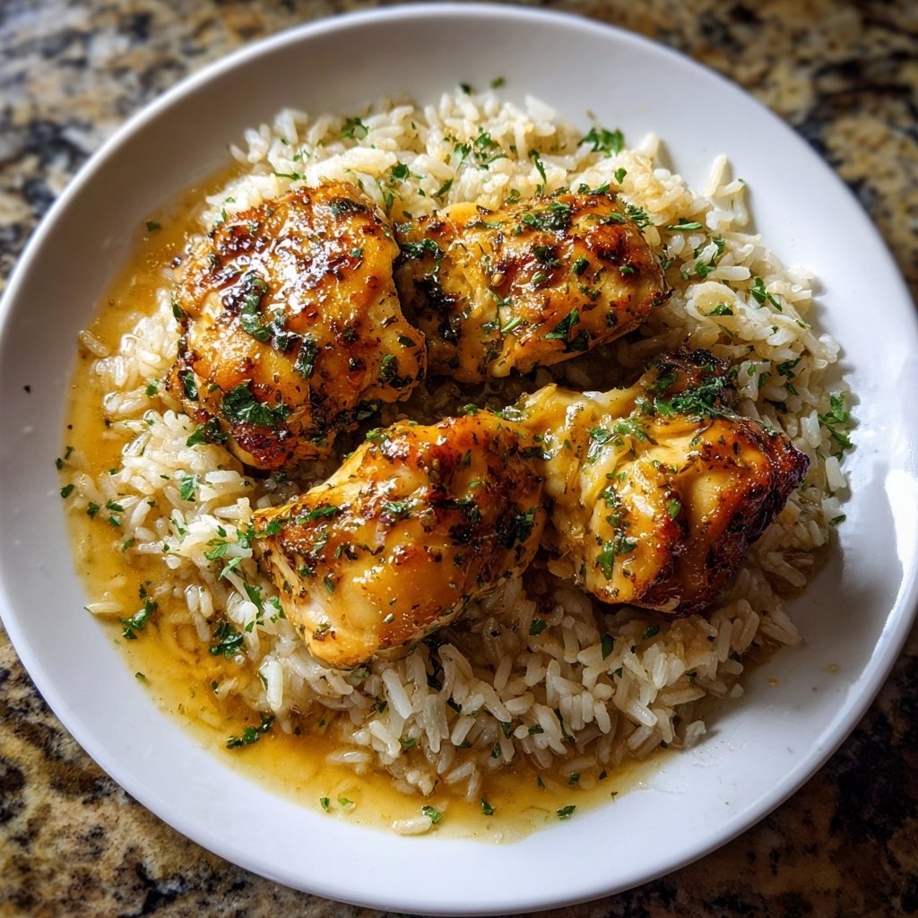 Garlic Butter Chicken And Rice Dinner