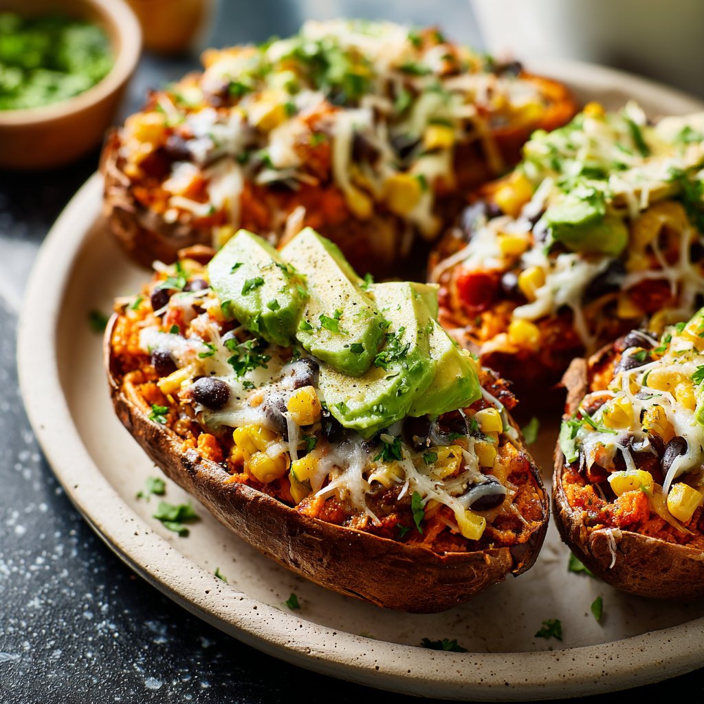 Baked Sweet Potato Veggie Boats