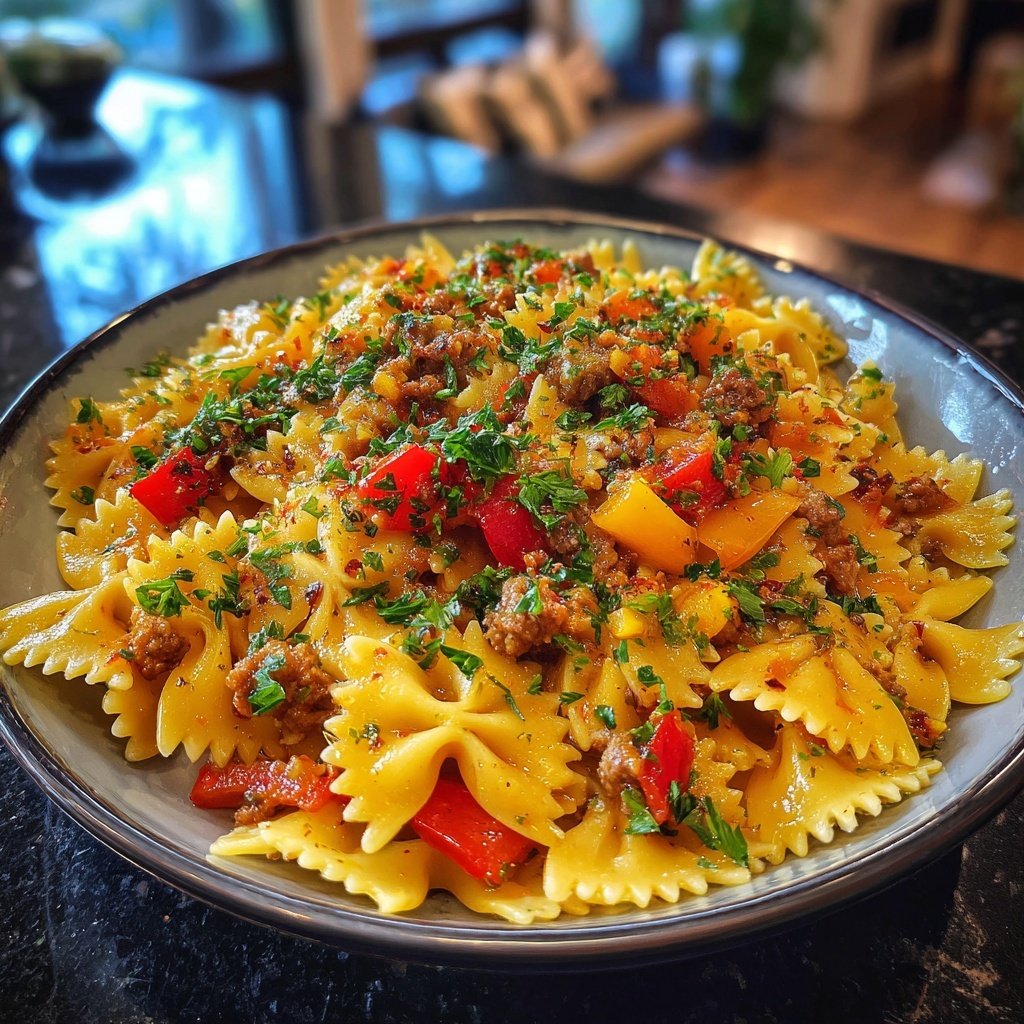 Bow Tie Pasta With Sausage And Peppers