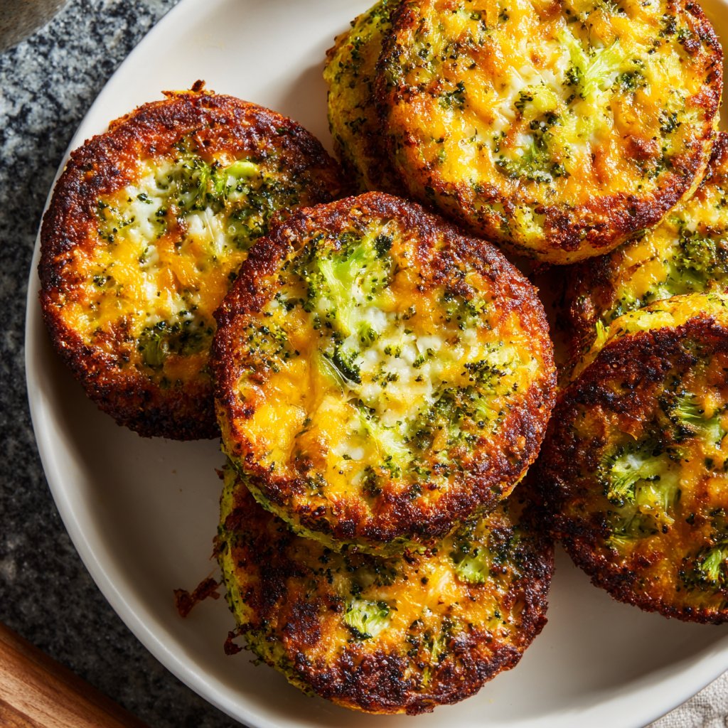 Baked Broccoli Cheddar Veggie Cakes