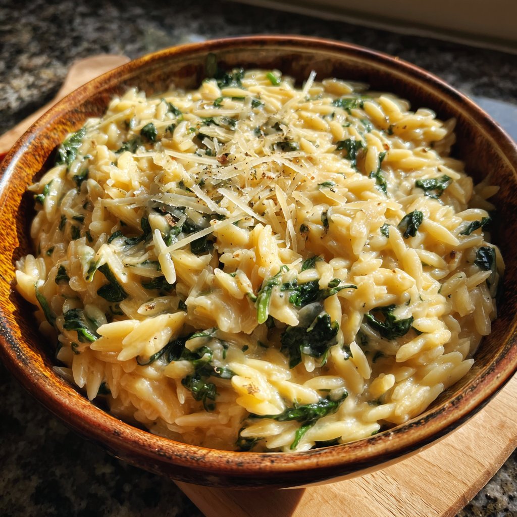 Creamy Spinach Parmesan Orzo