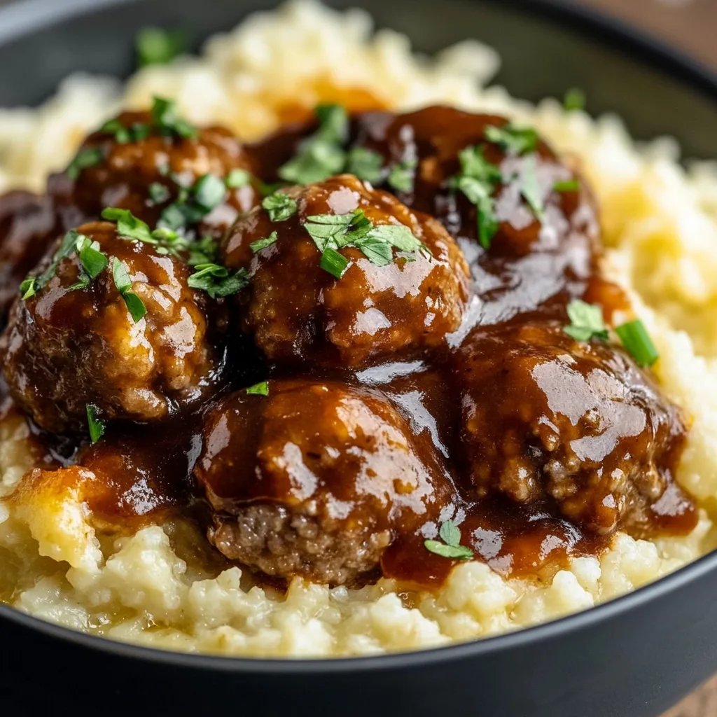 Tasty Slow Cooker Salisbury Steak Meatballs