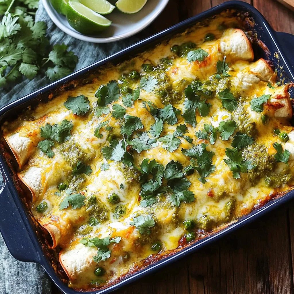 Green Enchiladas with a Chicken Cream Cheese Filling
